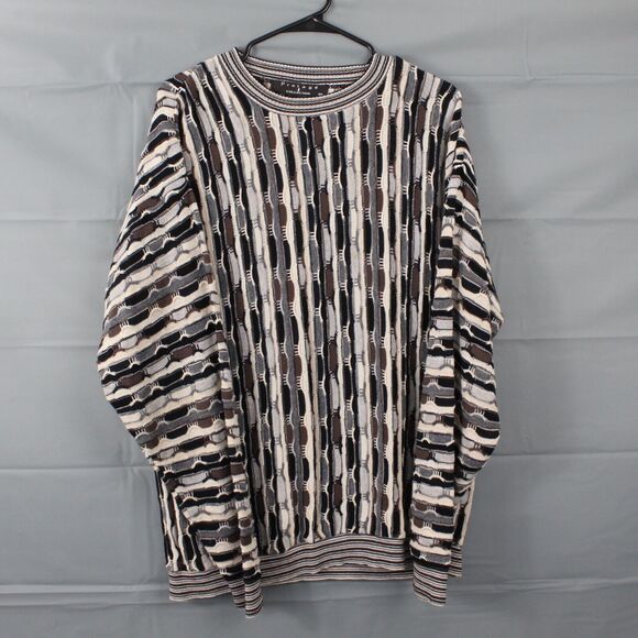 Protege Collection Other - Vintage Protege Collection Sweater Mens Medium 3D Knit Striped Hip Hop Pullover